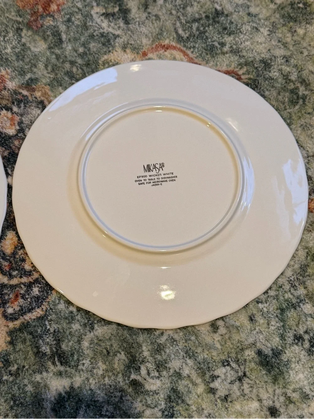 VINTAGE MIKASA Wicker White 12” Stoneware Plates- Set of 2